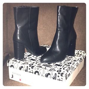 Bamboo Black chunky heel boots